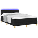 LED Box Spring Bed med LED-lysstrimler Sort 160 x 200 cm Stof