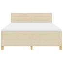LED Box Spring Bed med LED-lysstrimler Creme 160 x 200 cm Stof