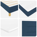 LED Box Spring Bed med LED-lysstrimler Blå 160 x 200 cm Stof