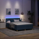 LED Box Spring Bed med LED-lysstrimler Blå 160 x 200 cm Stof