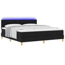 LED Box Spring Bed med LED-lysstrimler Sort 180 x 200 cm Stof