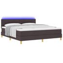 LED Box Spring Bed med hovedgærde Mørk Brun 180 x 200 cm Stof