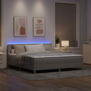 LED Box Spring Bed med hovedgærde Gråbrun 180 x 200 cm Stof