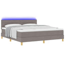 LED Box Spring Bed med hovedgærde Gråbrun 180 x 200 cm Stof