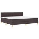 LED Box Spring Bed med hovedgærde Mørk Brun 200 x 200 cm Stof