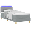 LED Box Spring Bed med LED-lysstrimler Lysegrå 80 x 200 cm Stof