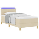 LED Box Spring Bed med LED-lysstrimler Creme 80 x 200 cm Stof