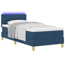 LED Box Spring Bed med pude med hovedgærde Blå 80 x 200 cm Stof