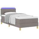 LED Box Spring Bed med hovedgærde Gråbrun 90 x 190 cm Stof
