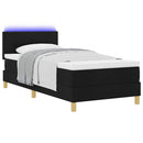 LED Box Spring Bed med LED-lysstrimler Sort 90 x 200 cm Stof