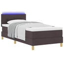LED Box Spring Bed med pude Mørk Brun 90 x 200 cm Stof