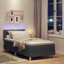 LED Box Spring Bed med pude Mørkegrå 100 x 200 cm Stof
