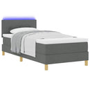 LED Box Spring Bed med pude Mørkegrå 100 x 200 cm Stof