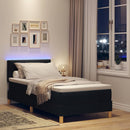 LED Box Spring Bed med LED-lysstrimler Sort 100 x 200 cm Stof
