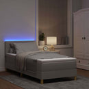 LED Box Spring Bed med hovedgærde Gråbrun 100 x 200 cm Stof