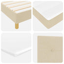 LED Box Spring Bed med LED-lysstrimler Creme 100 x 200 cm Stof