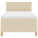 LED Box Spring Bed med LED-lysstrimler Creme 100 x 200 cm Stof