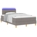 LED Box Spring Bed med hovedgærde Gråbrun 120 x 190 cm Stof