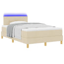 LED Box Spring Bed med LED-lysstrimler Creme 120 x 190 cm Stof