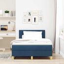 LED Box Spring Bed med LED-lysstrimler Blå 120 x 190 cm Stof