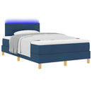 LED Box Spring Bed med LED-lysstrimler Blå 120 x 190 cm Stof