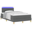 LED Box Spring Bed med hovedgærde Mørkegrå 120 x 200 cm Stof