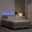 LED Box Spring Bed med hovedgærde Gråbrun 120 x 200 cm Stof