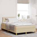 LED Box Spring Bed med LED-lysstrimler Creme 120 x 200 cm Stof