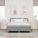 LED Box Spring Bed med hovedgærde Lysegrå 140 x 190 cm Stof