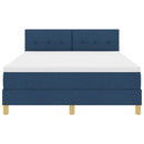 LED Box Spring Bed med LED-lysstrimler Blå 140 x 190 cm Stof