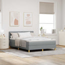 LED Box Spring Bed med hovedgærde Lysegrå 160 x 200 cm Stof