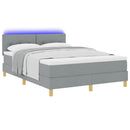 LED Box Spring Bed med hovedgærde Lysegrå 160 x 200 cm Stof