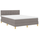 LED Box Spring Bed med hovedgærde Gråbrun 160 x 200 cm Stof
