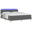 LED Box Spring Bed med hovedgærde Mørkegrå 180 x 200 cm Stof