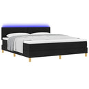 LED Box Spring Bed med LED-lysstrimler Sort 180 x 200 cm Stof