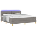 LED Box Spring Bed med hovedgærde Gråbrun 180 x 200 cm Stof