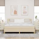 LED Box Spring Bed med LED-lysstrimler Creme 180 x 200 cm Stof