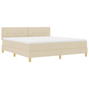 LED Box Spring Bed med LED-lysstrimler Creme 180 x 200 cm Stof