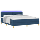 LED Box Spring Bed med pude Blå 180 x 200 cm Stof