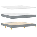LED Box Spring Bed med hovedgærde Lysegrå 200 x 200 cm Stof