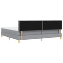 LED Box Spring Bed med hovedgærde Lysegrå 200 x 200 cm Stof