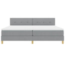 LED Box Spring Bed med hovedgærde Lysegrå 200 x 200 cm Stof