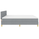 LED Box Spring Bed med hovedgærde Lysegrå 200 x 200 cm Stof
