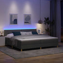 LED Box Spring Bed med hovedgærde Mørkegrå 200 x 200 cm Stof