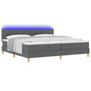 LED Box Spring Bed med hovedgærde Mørkegrå 200 x 200 cm Stof