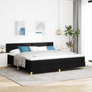 LED Box Spring Bed med LED-lysstrimler Sort 200 x 200 cm Stof