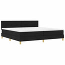 LED Box Spring Bed med LED-lysstrimler Sort 200 x 200 cm Stof