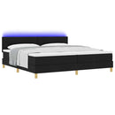 LED Box Spring Bed med LED-lysstrimler Sort 200 x 200 cm Stof