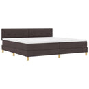LED Box Spring Bed med hovedgærde Mørk Brun 200 x 200 cm Stof