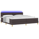 LED Box Spring Bed med hovedgærde Mørk Brun 200 x 200 cm Stof